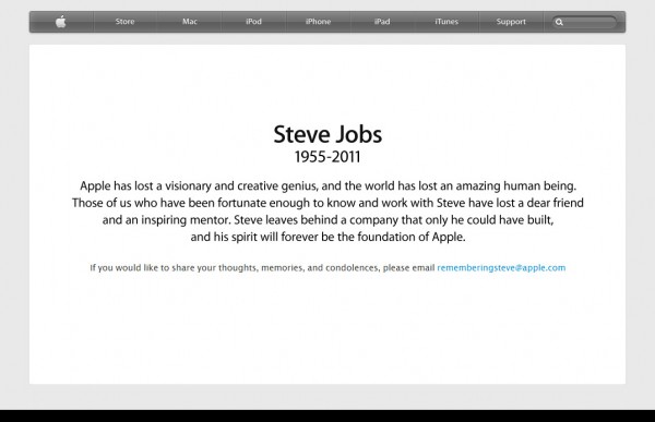 Apple Remembering Steve Jobs 600x387 お疲れ様でした｜スティーブ・ジョブス